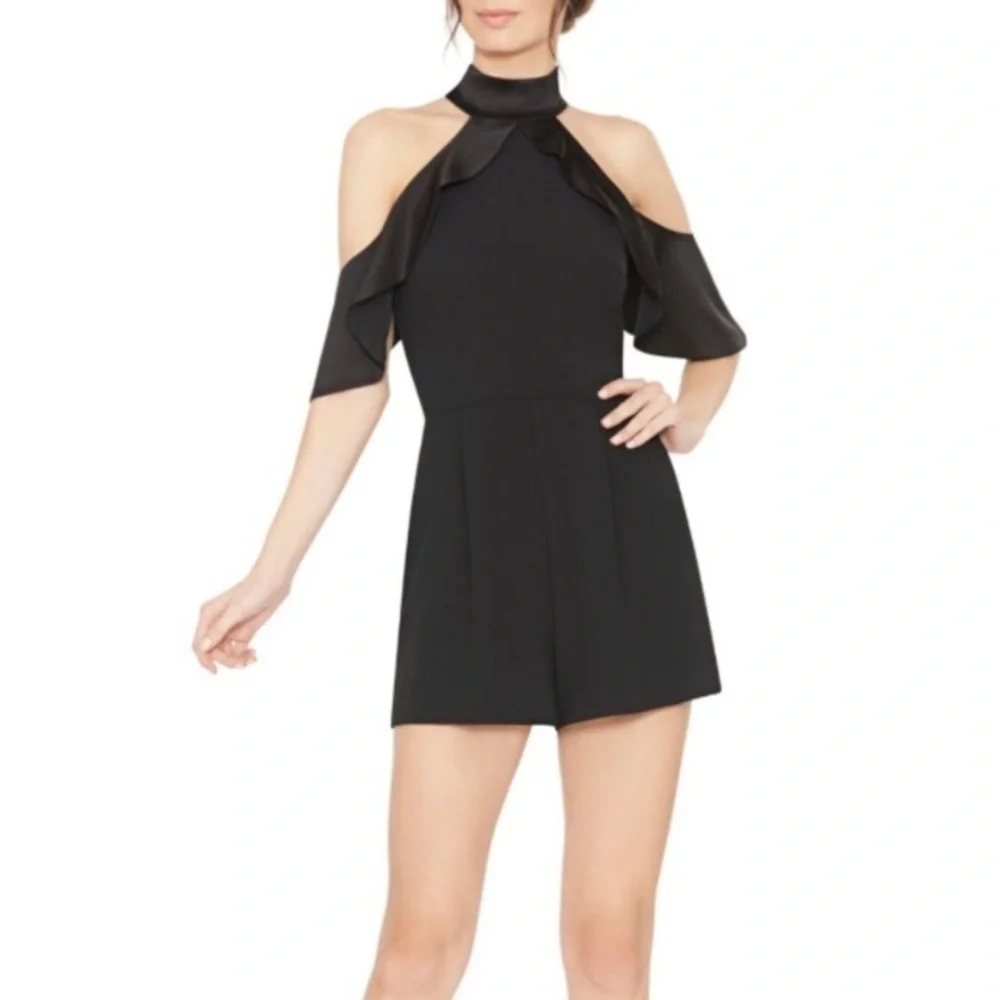 Alice + Olivia Roseline Cold Shoulder Black Romper